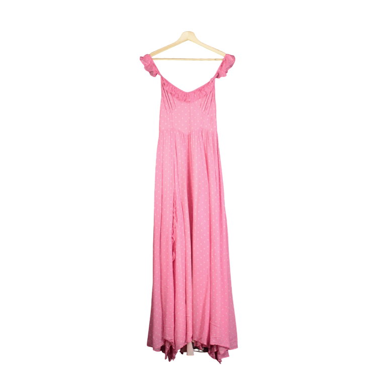 LOVESHACKFANCY Junia ruffled polka-dot chiffon maxi dress  US0 UK 4