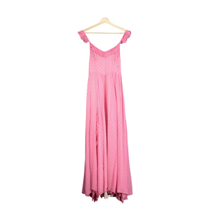 LOVESHACKFANCY Junia ruffled polka-dot chiffon maxi dress  US0 UK 4
