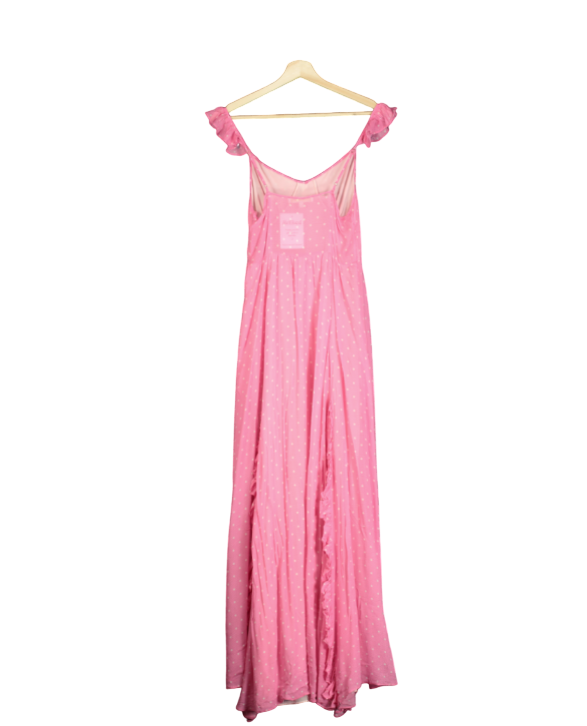 LOVESHACKFANCY Junia ruffled polka-dot chiffon maxi dress  US0 UK 4