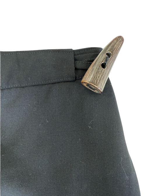 Burberry Black Fine Wool Blend High Waisted Horn Button Detail Straight leg Trousers UK 1010
