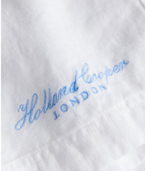 HOLLAND COOPER Amalfi Linen Embroidered Logo Short White UK XS