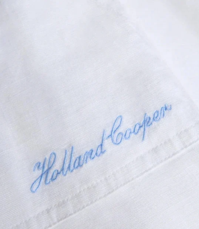 HOLLAND COOPER Amalfi Embroidered Logo  Linen Trouser White UK XS