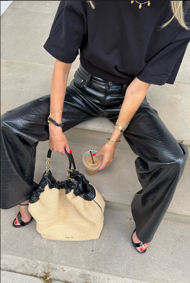 DeMellier London Beige Natural Miami Leather-trimmed Raffia Tote Bag One Size