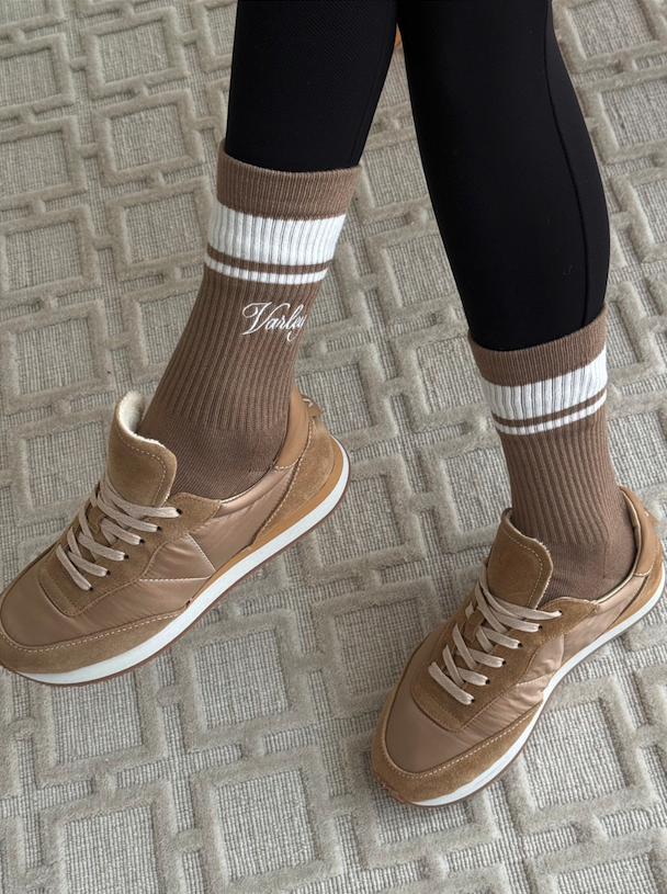 VARLEY Amera Runner Suede And Satin Sneakers In Taupe Beige UK 5 EU 38