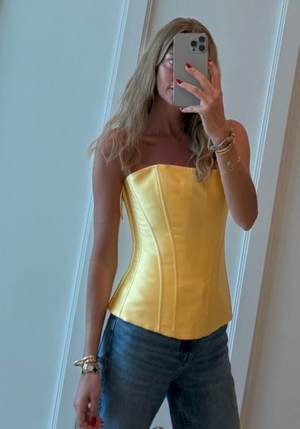 ROSAMOSARIO Yellow Barbie Taffeta Corset UK XS