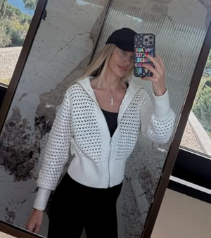 VARLEY Cream Eloise Zip-through Knit UK XXS