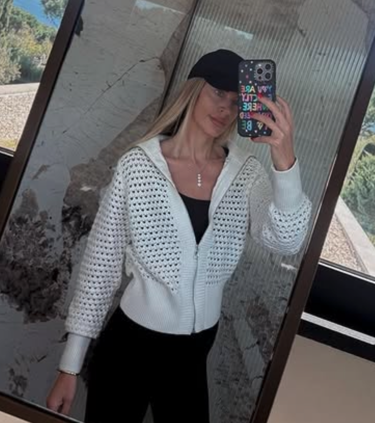 VARLEY Cream Eloise Zip-through Knit UK XXS