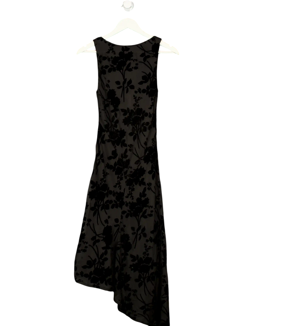 SALTED MUSE Black Velvet Floral Asymmetric Dress UK S