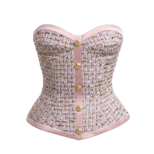 NADINE MERABI Maya Pink Bouclé-tweed Corset Top XXL UK 18