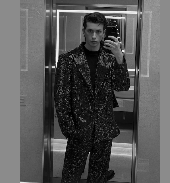 Salt Murphy Black And Metallic Rhinestone Suit  Set - Blazer  40" Chezt, Trousers W30