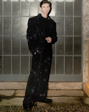 Salt Murphy Black And Metallic Rhinestone Suit  Set - Blazer  40" Chezt, Trousers W30