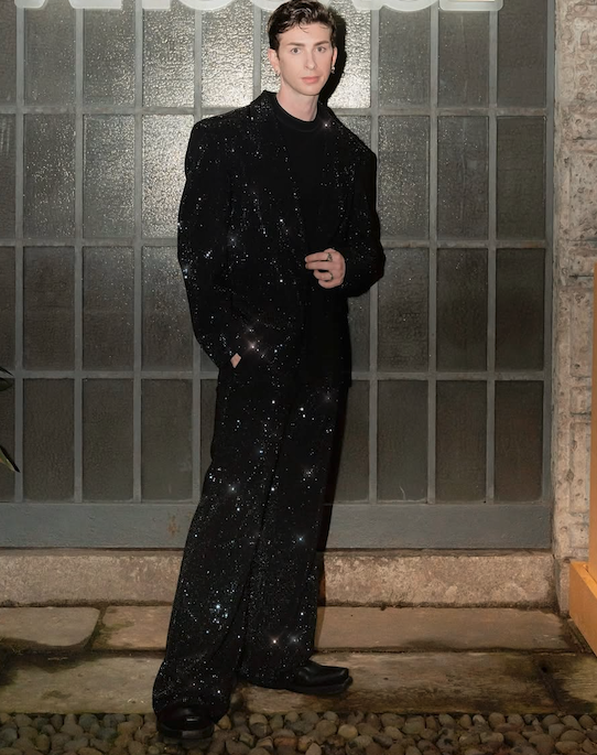 Salt Murphy Black And Metallic Rhinestone Suit  Set - Blazer  40" Chezt, Trousers W30