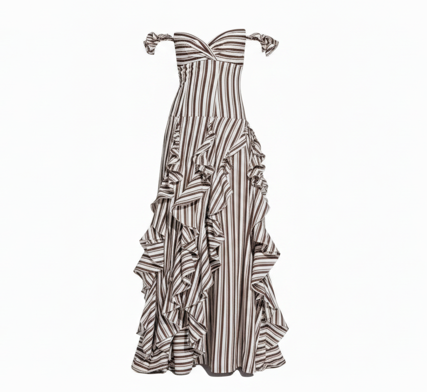 Caroline Constas Multicoloured Wide Stripe Gown UK XS