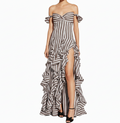 Caroline Constas Multicoloured Wide Stripe Gown UK XS