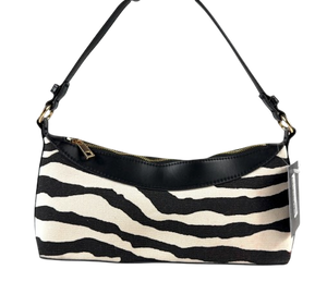H&M Zebra-Print Canvas Shoulder Bag Black