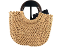Lefties Beige Woven Straw Handbag