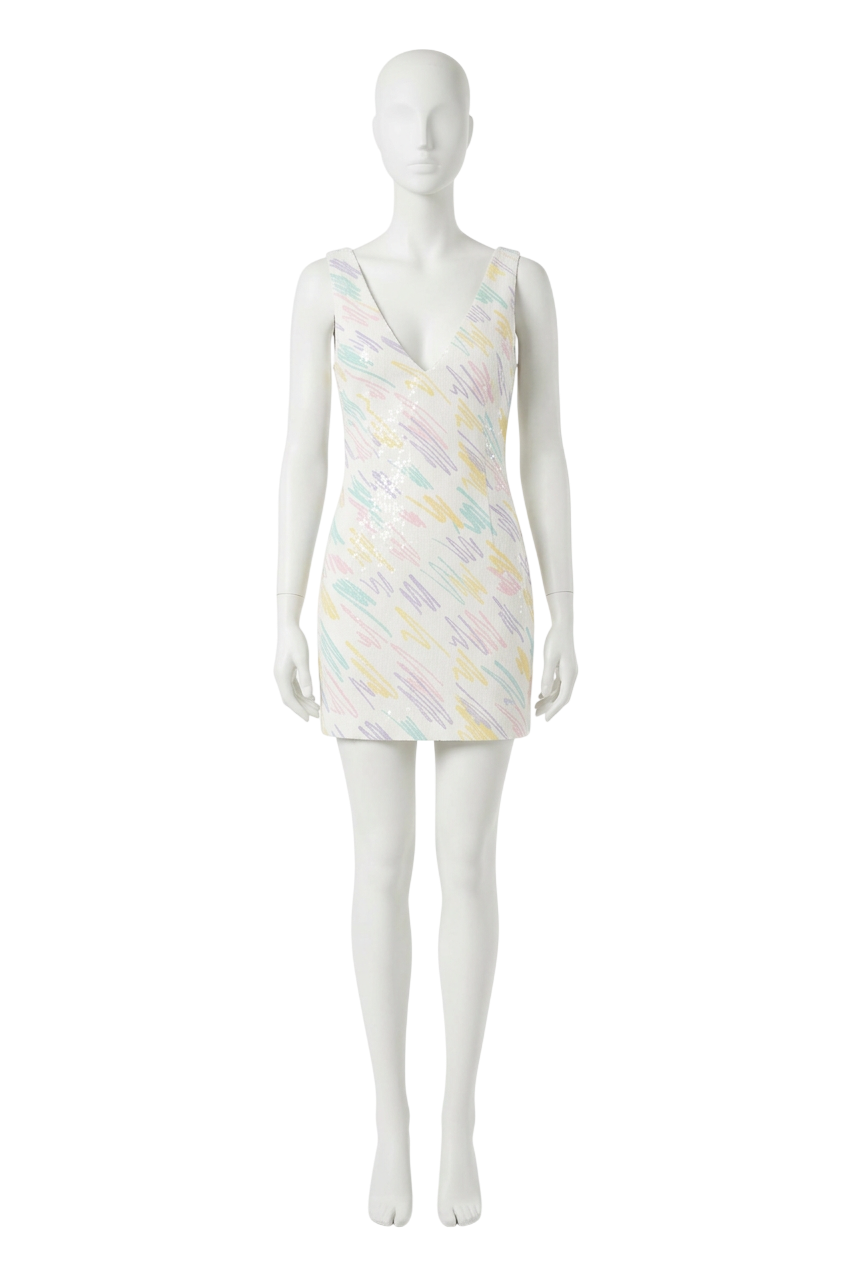 Runaway By Rozalia Ltd.Edition Squiggle Mini Dress White Sequins XS