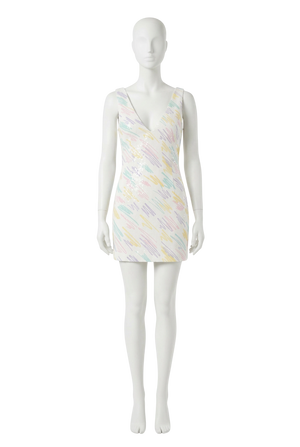 Runaway By Rozalia Ltd.Edition Squiggle Mini Dress White Sequins XS