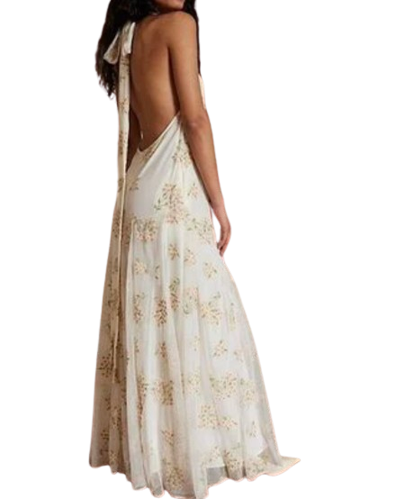 Free People Cream Julie Embroidered Maxi Dress UK XS