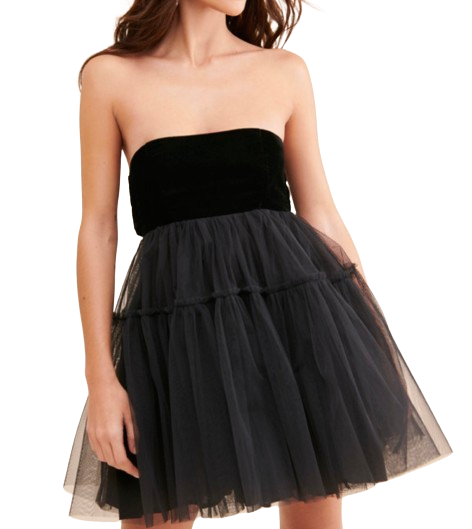 Free People Black Theo Spring Puff ball Dress UK M