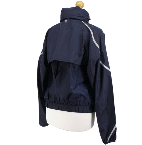 Sweaty Betty Navy Blue Pack Away Waterproof Reflective Jacket UK XXS