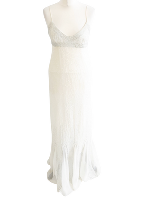 AMANDA WAKELEY Elements  White Beaded Maxi Dress UK 10