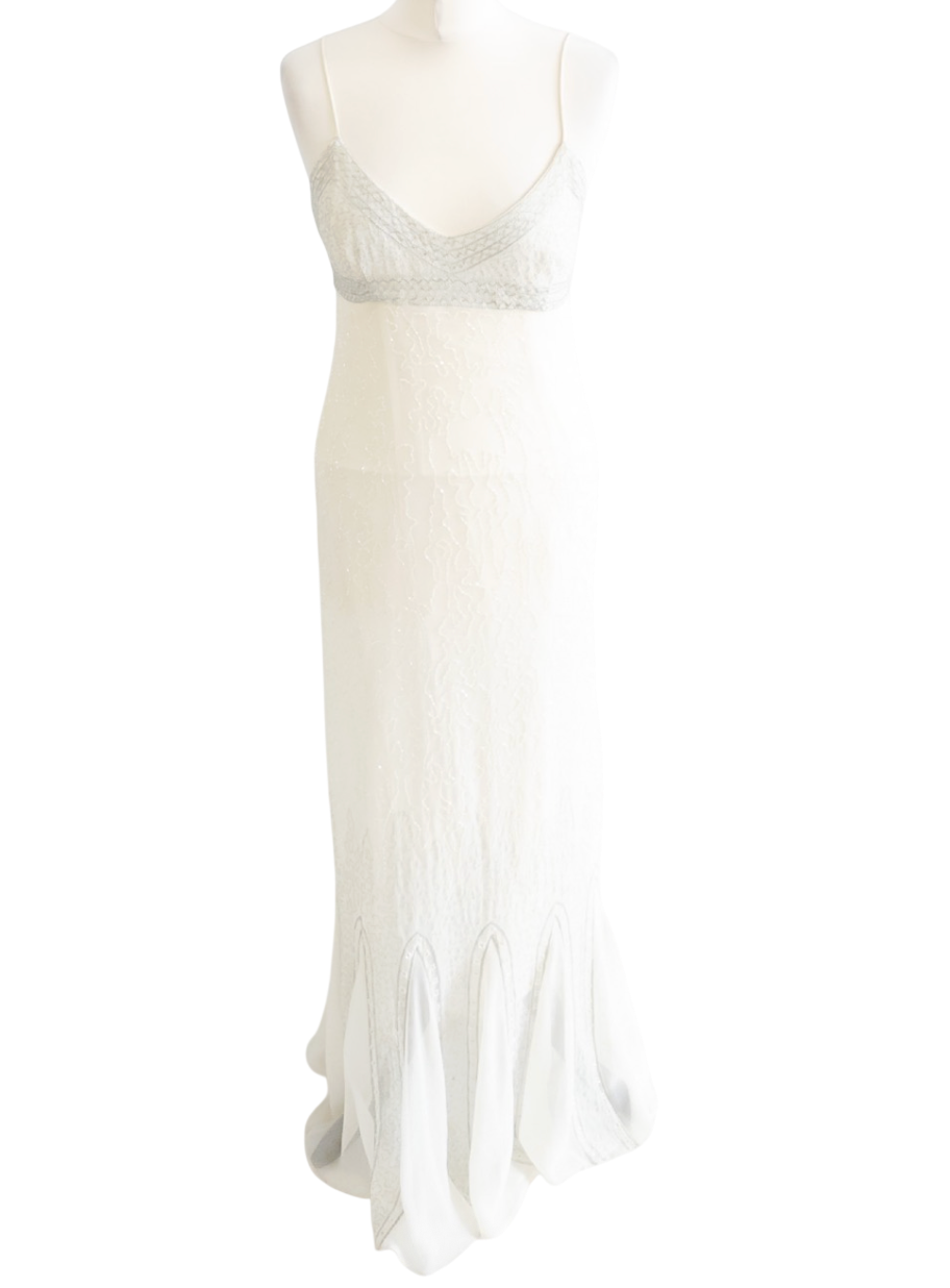 AMADA WAKELEY Elements  White Beaded Maxi Dress UK 10