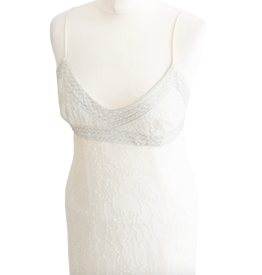 AMADA WAKELEY Elements  White Beaded Maxi Dress UK 10