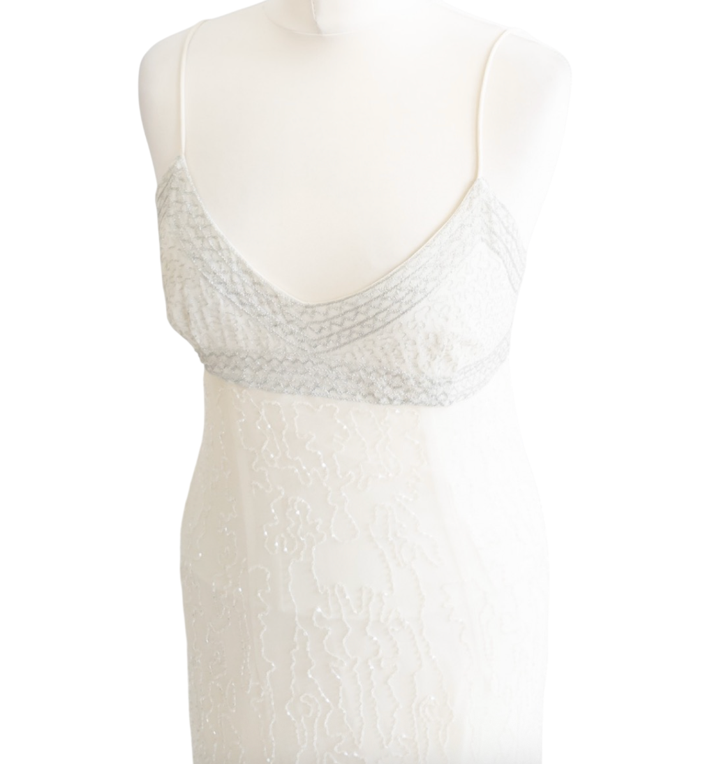 AMADA WAKELEY Elements  White Beaded Maxi Dress UK 10