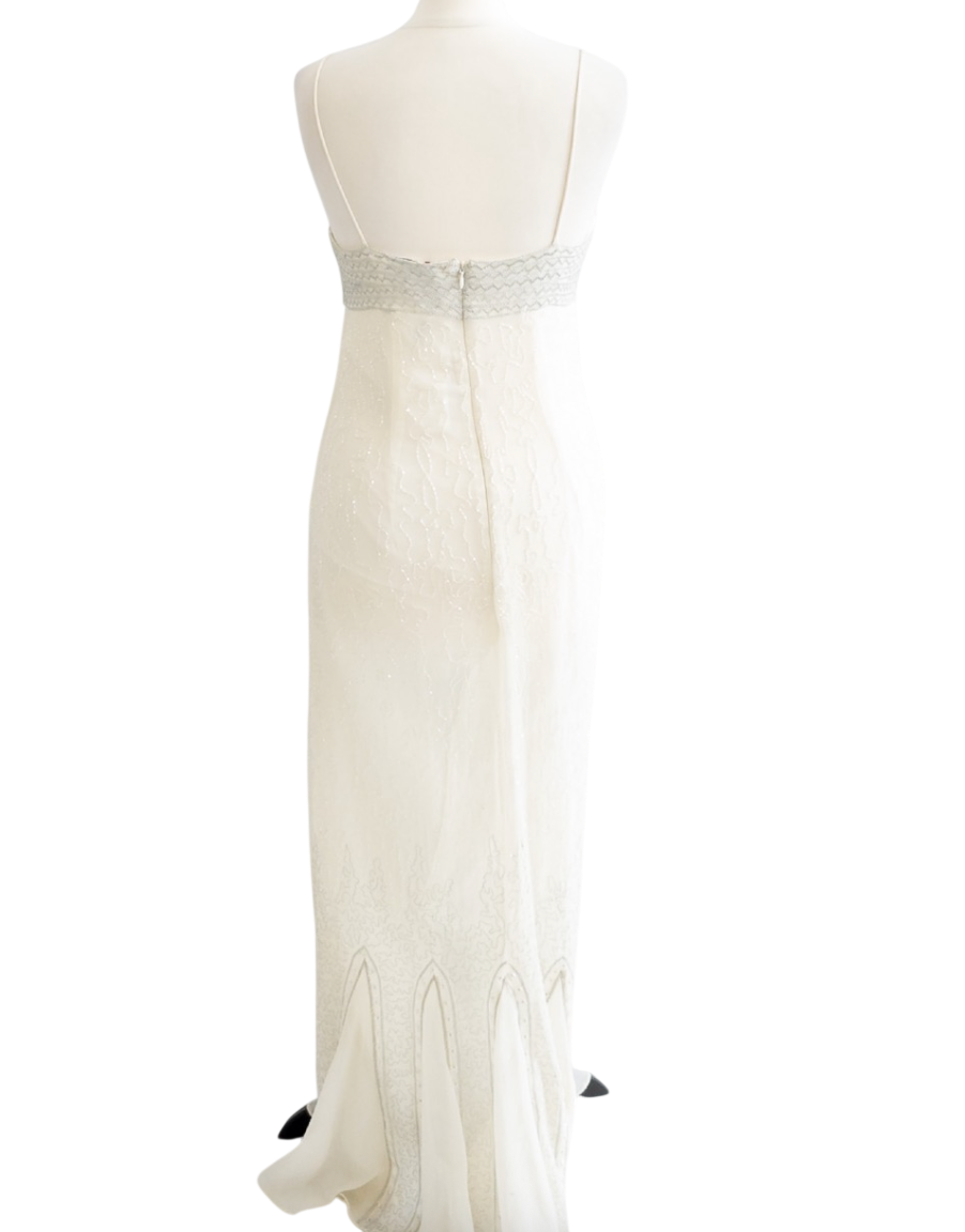 AMADA WAKELEY Elements  White Beaded Maxi Dress UK 10