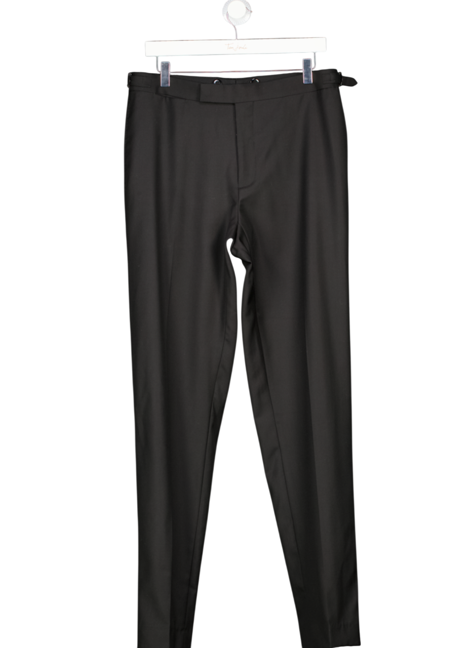 SUITSUPPLY Black 100% Fine Wool Slim Leg Straight Tuxedo Trousers Sz36 W31