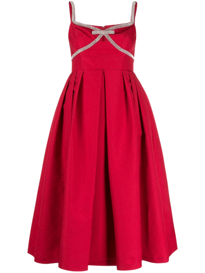 Self-Portrait Bow-embellished Midi Dress In Red UK 4