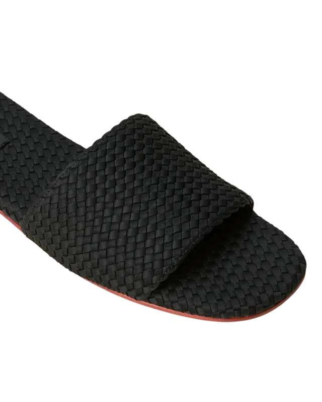 Naghedi St.Barths Woven Neoprene Slide Sandals -  Black UK 6