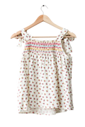 Wyse London White Tie Shoulder Floral smockedTop UK 8