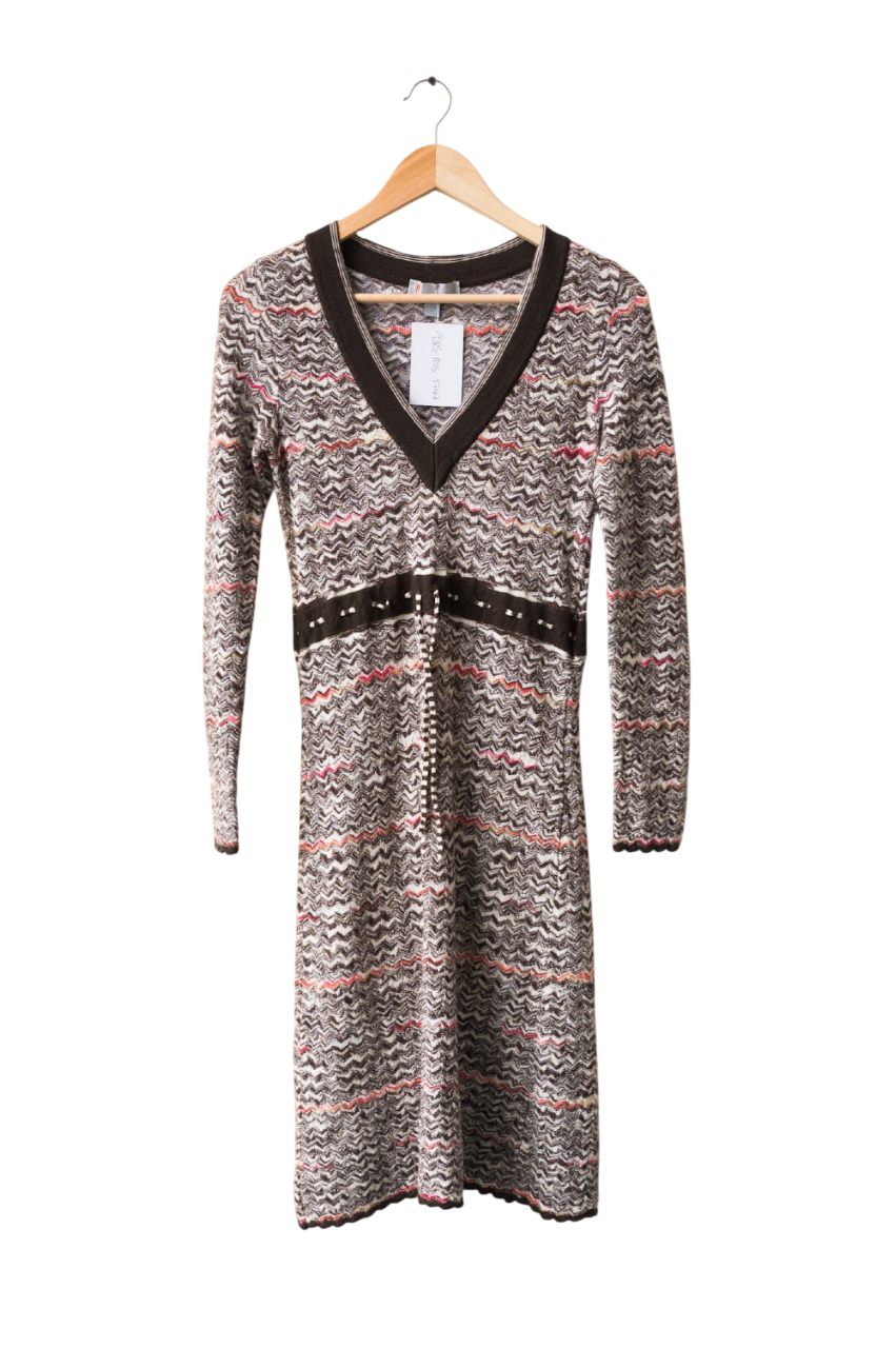 Missoni Zigzag Knit Long Sleeved Dress UK 16