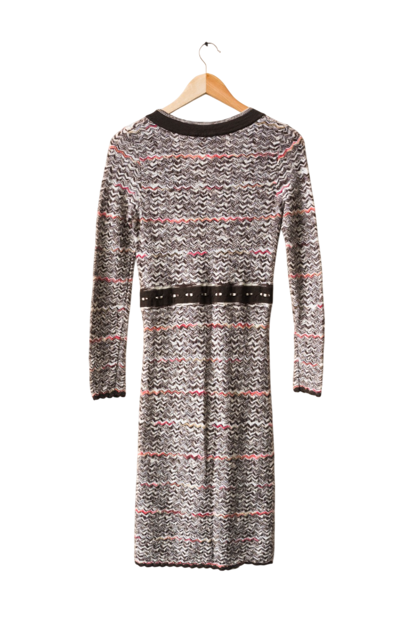 Missoni Zigzag Knit Long Sleeved Dress UK 16