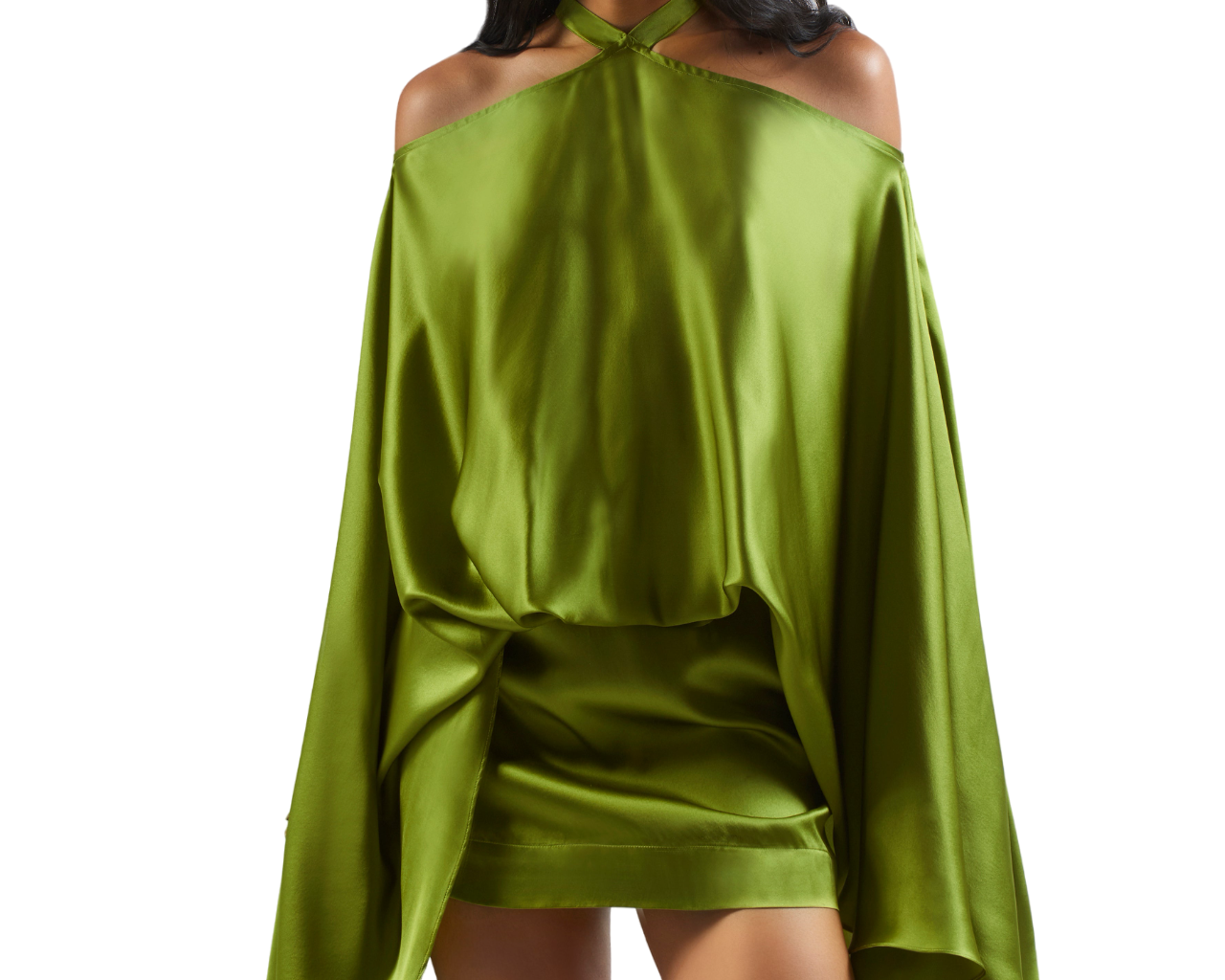 Taller Marmo Green Pure Silk Satin Kaftan Dress Size EU 40 UK 8