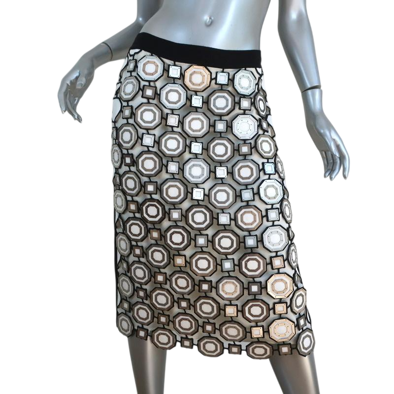 Tory Burch Cream The Gloria Skirt With Metal Embellishment UK 4