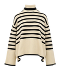 TOTEME Cream Iconic Striped Roll-neck Wool-blend Jumper UK S