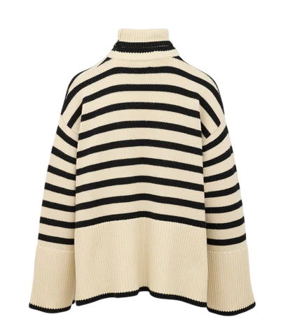 TOTEME Cream Iconic Striped Roll-neck Wool-blend Jumper UK S