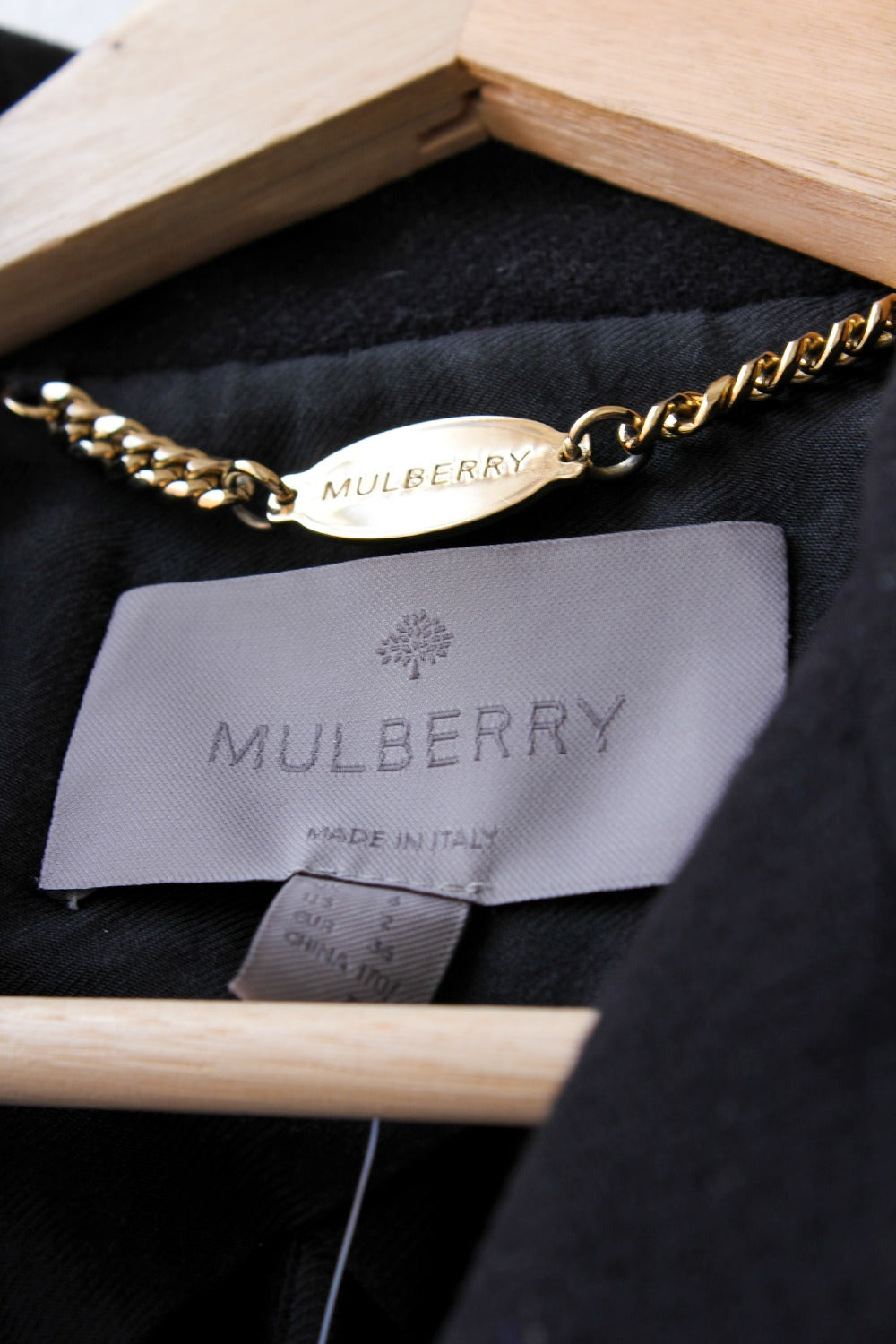 MULBERRY Black Luxury  Double Breasted Pea Coat UK 6