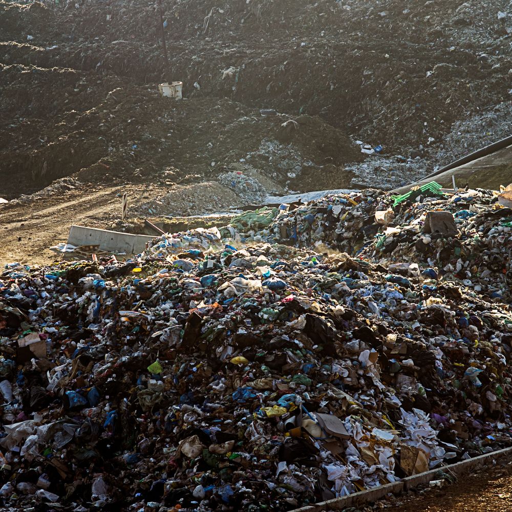 Huge pile of garbage with a dark background
