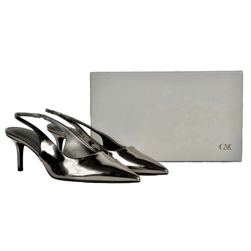 Charles & Keith Metallic Kaia Pointed Slingback Pumps UK 6 EU 39 👠