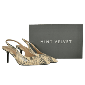 Mint Velvet Beige Tori Leather Slingback Court Shoes UK 5 EU 38
