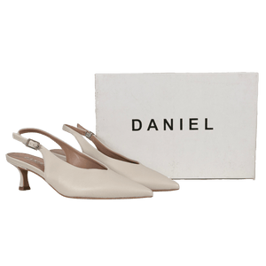 Daniel Siamma Cream Leather Kitten Heel Sling Backs UK 6 EU 39