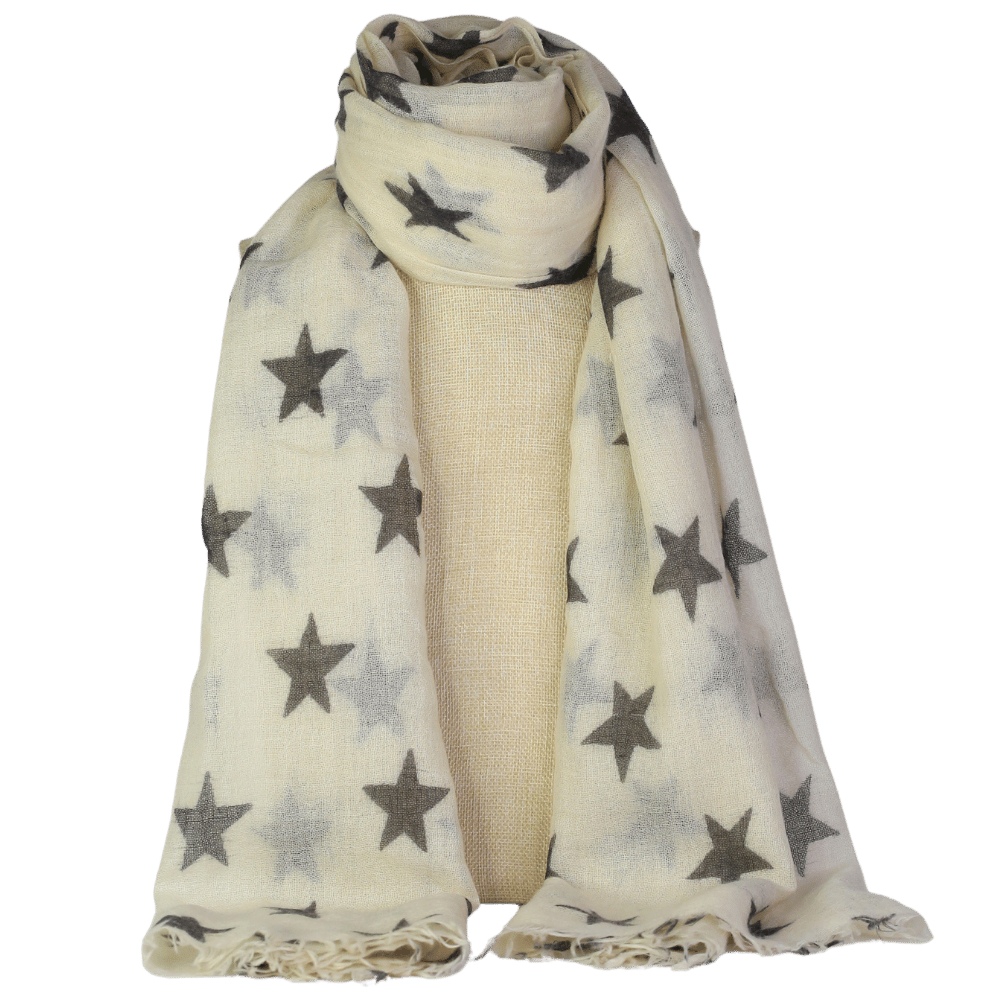 Clements Ribiero Cream / Black Wool & Silk Blend Scarf One Size