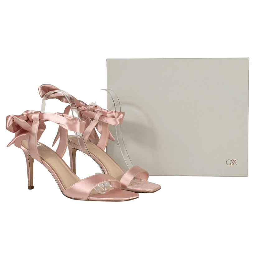 Charles & Keith Pink Eliana Satin Tie-around Heeled Sandals UK 6 EU 39 👠