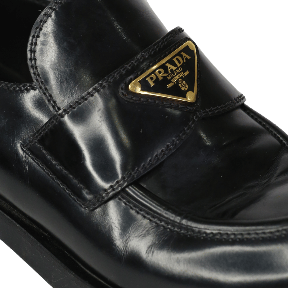 Prada Black Triangle-logo Platform Loafers UK 6 EU 39 👠