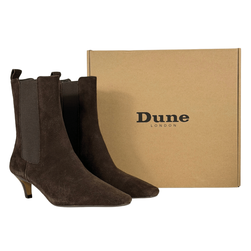 Dune Brown Odele Suede Pointed Heeled Ankle Boots UK 6 EU 39 👠