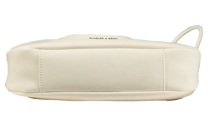 Charles & Keith Cream Lorelai Ruched Knotted Strap Shoulder Bag